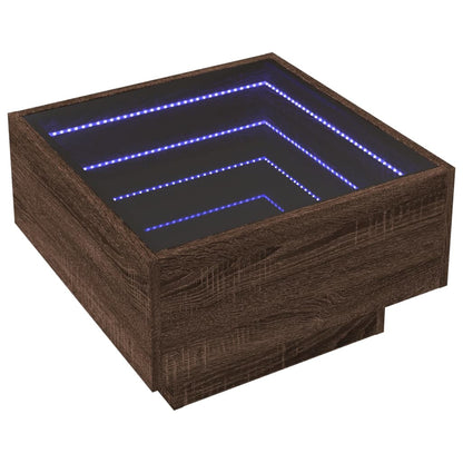 vidaXL Coffee Table with LED Brown Oak 50x50x30 cm Engineered Wood