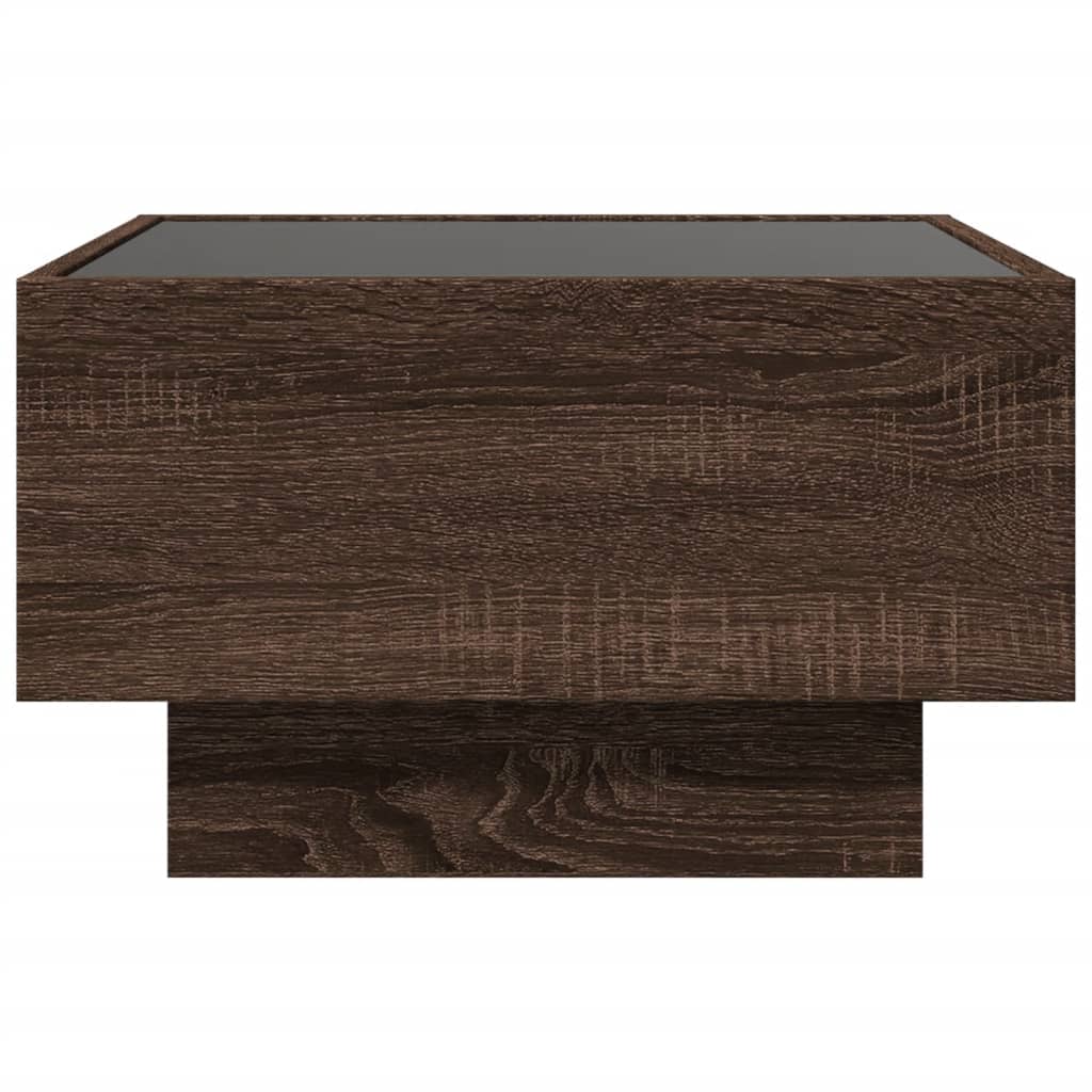 vidaXL Coffee Table with LED Brown Oak 50x50x30 cm Engineered Wood