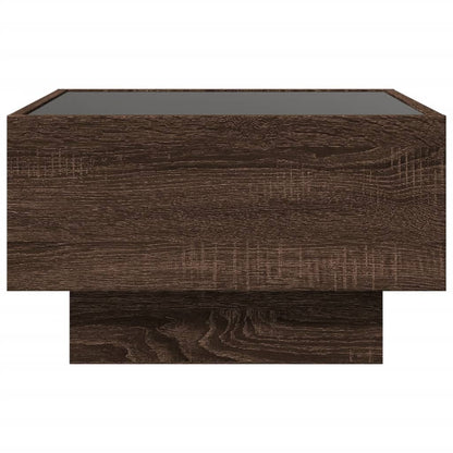 vidaXL Coffee Table with LED Brown Oak 50x50x30 cm Engineered Wood