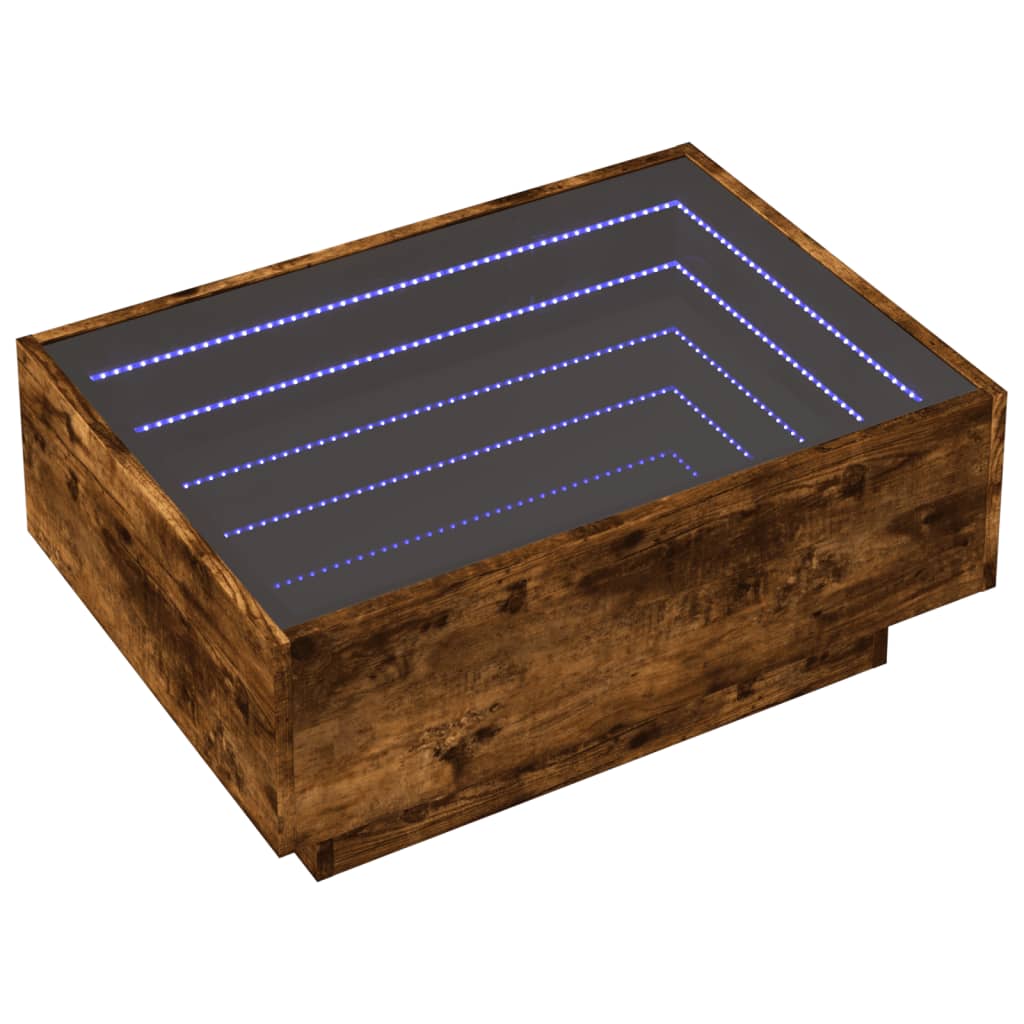 vidaXL Coffee Table with LED Smoked Oak 70x50x30 cm Engineered Wood