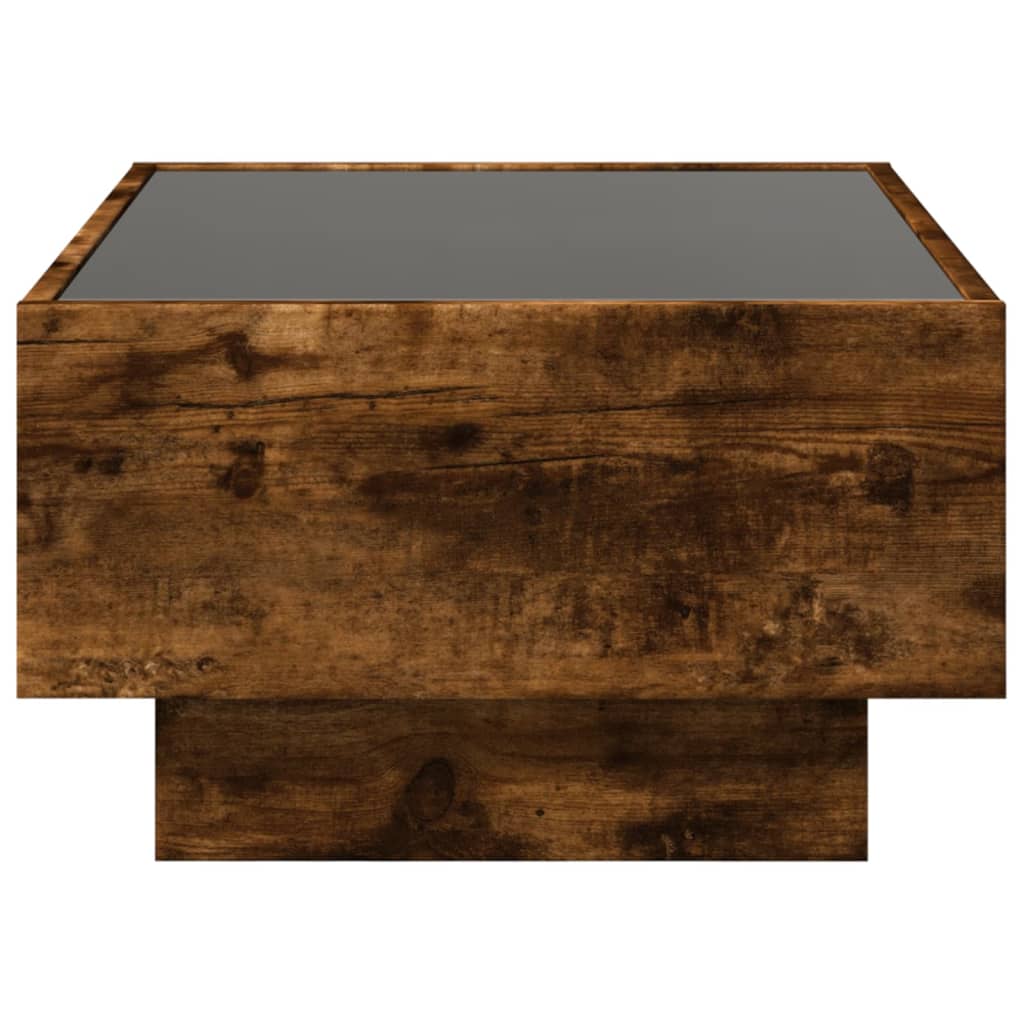 vidaXL Coffee Table with LED Smoked Oak 70x50x30 cm Engineered Wood
