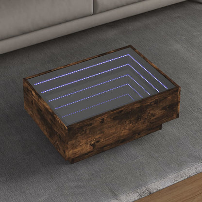 vidaXL Coffee Table with LED Smoked Oak 70x50x30 cm Engineered Wood