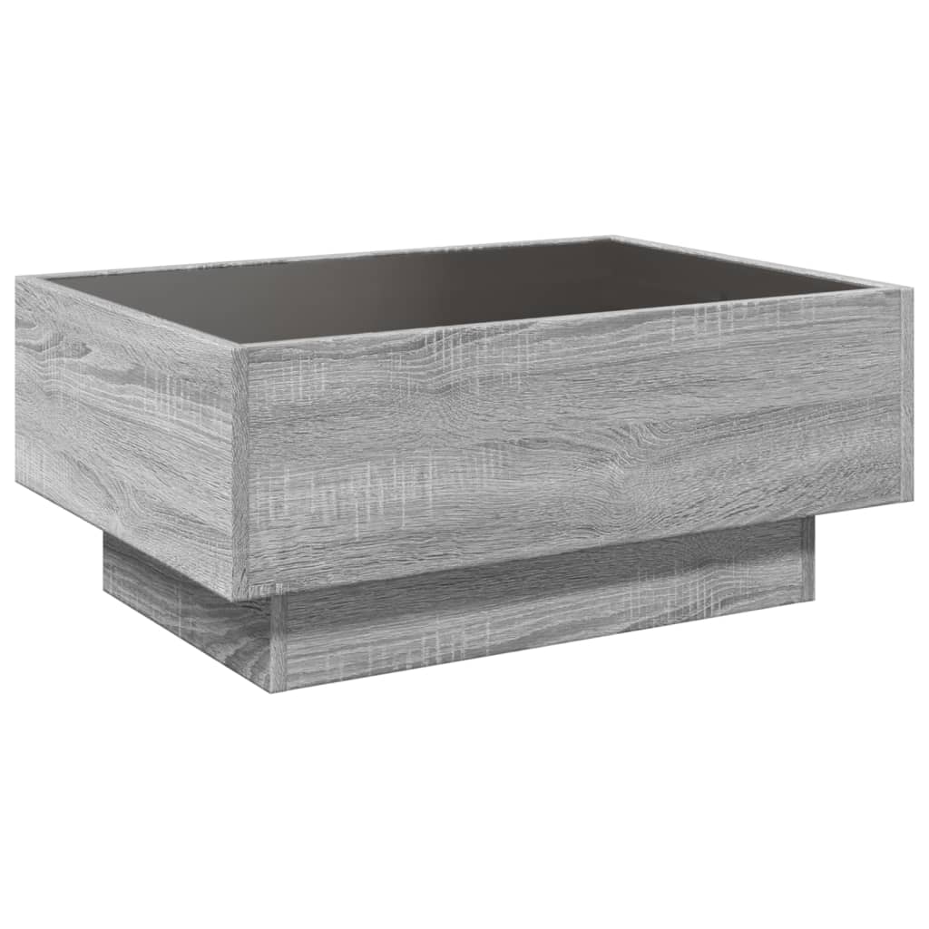 vidaXL Coffee Table with LED Grey Sonoma 70x50x30 cm Engineered Wood