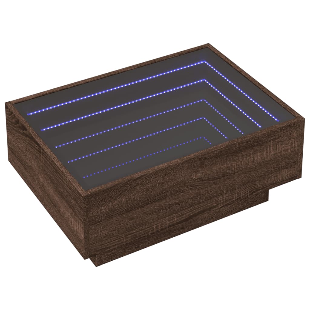 vidaXL Coffee Table with LED Brown Oak 70x50x30 cm Engineered Wood