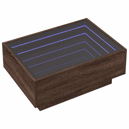vidaXL Coffee Table with LED Brown Oak 70x50x30 cm Engineered Wood
