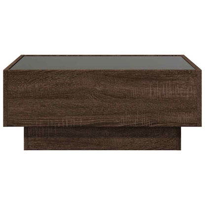 vidaXL Coffee Table with LED Brown Oak 70x50x30 cm Engineered Wood