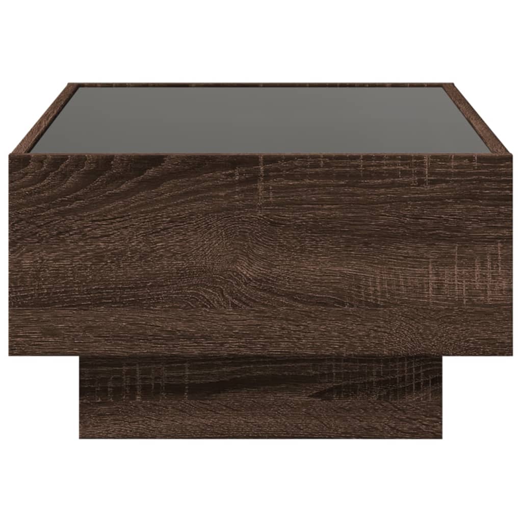 vidaXL Coffee Table with LED Brown Oak 70x50x30 cm Engineered Wood