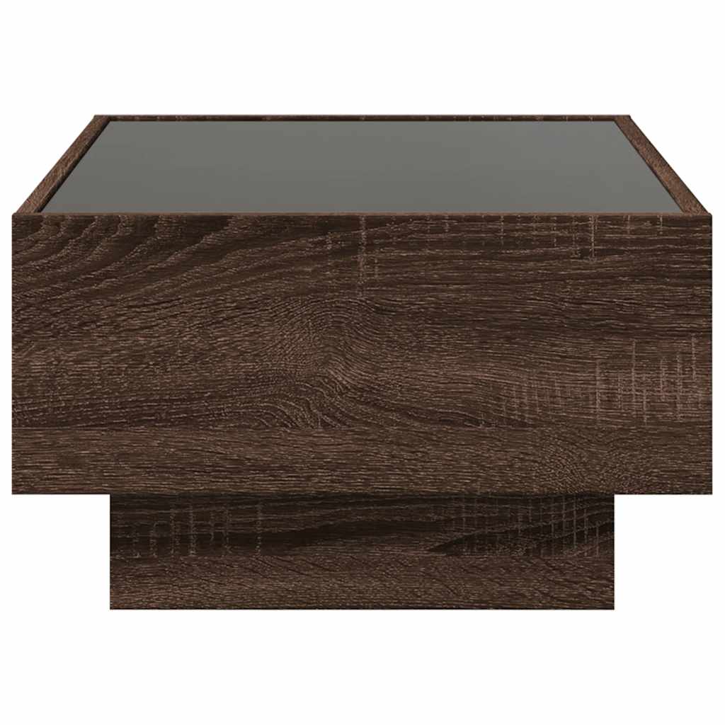 vidaXL Coffee Table with LED Brown Oak 70x50x30 cm Engineered Wood