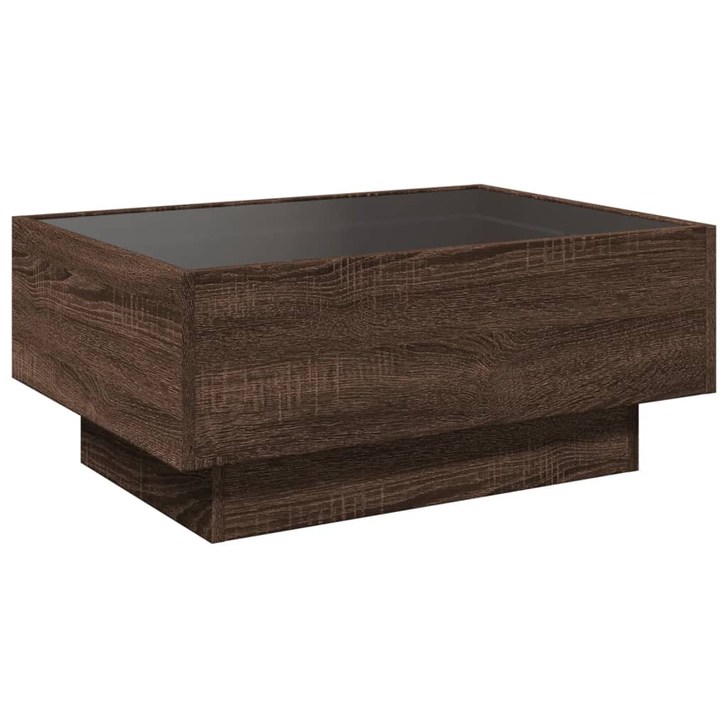 vidaXL Coffee Table with LED Brown Oak 70x50x30 cm Engineered Wood