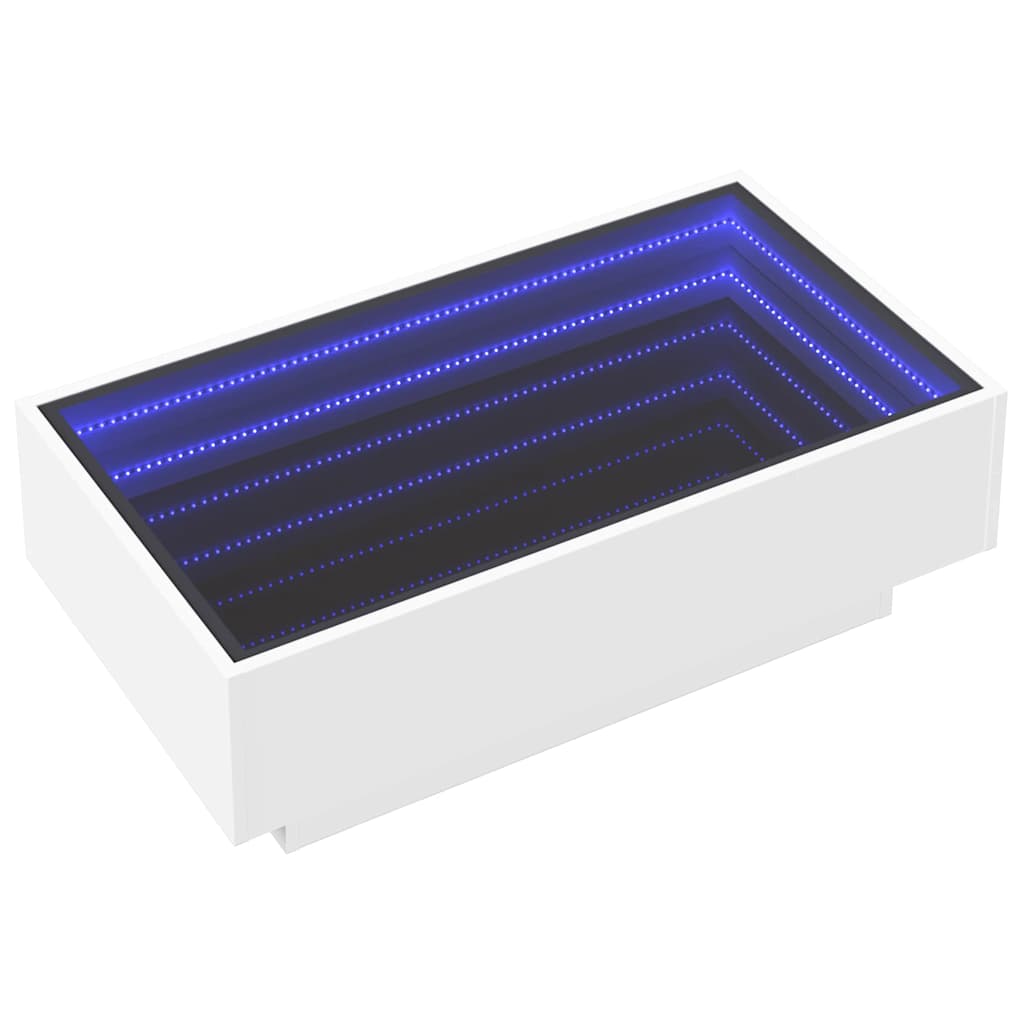 vidaXL Coffee Table with LED White 90x50x30 cm Engineered Wood