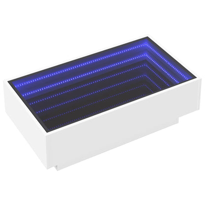 vidaXL Coffee Table with LED White 90x50x30 cm Engineered Wood