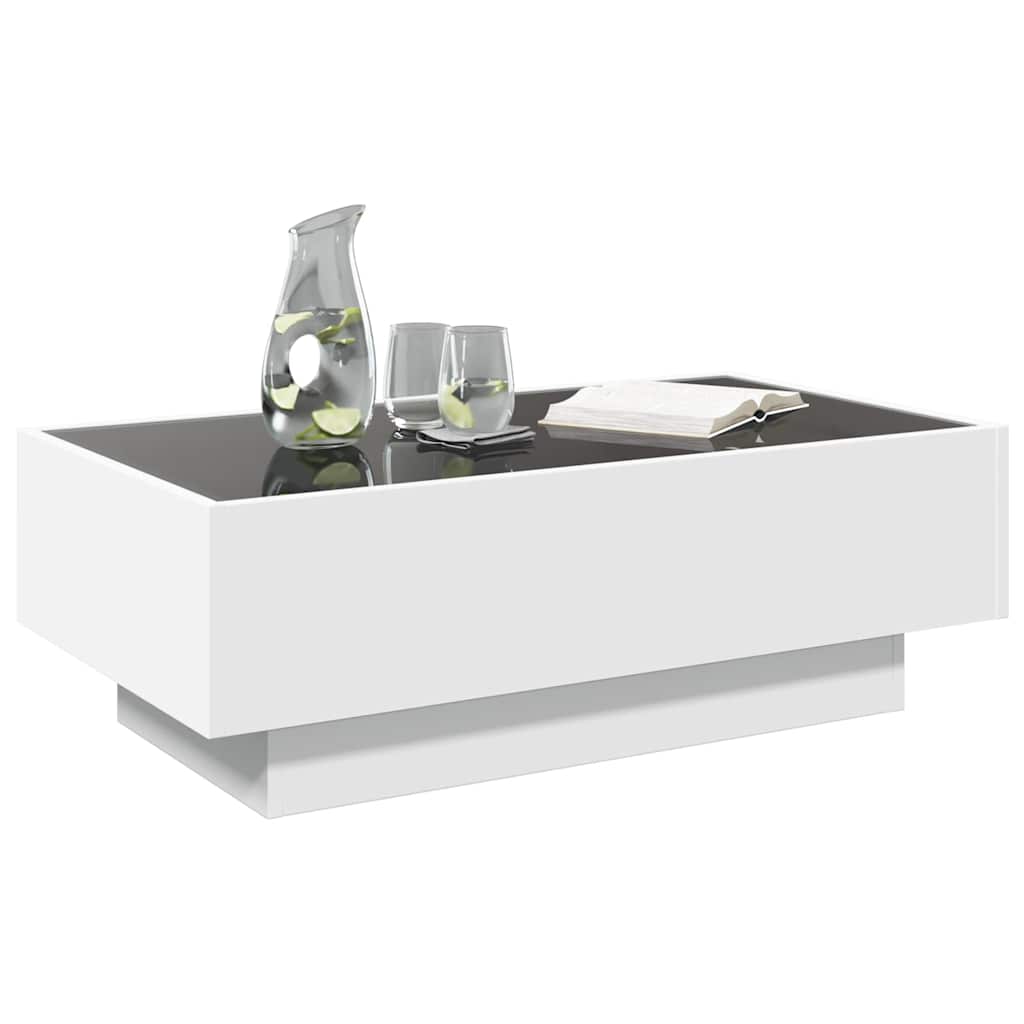 vidaXL Coffee Table with LED White 90x50x30 cm Engineered Wood
