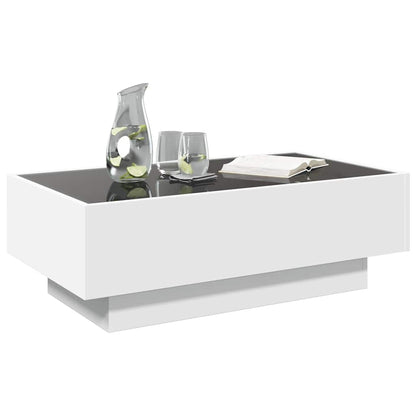 vidaXL Coffee Table with LED White 90x50x30 cm Engineered Wood