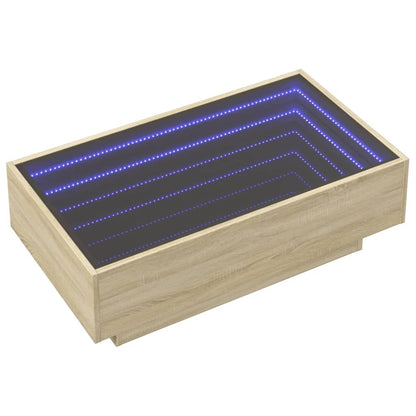 vidaXL Coffee Table with LED Sonoma Oak 90x50x30 cm Engineered Wood