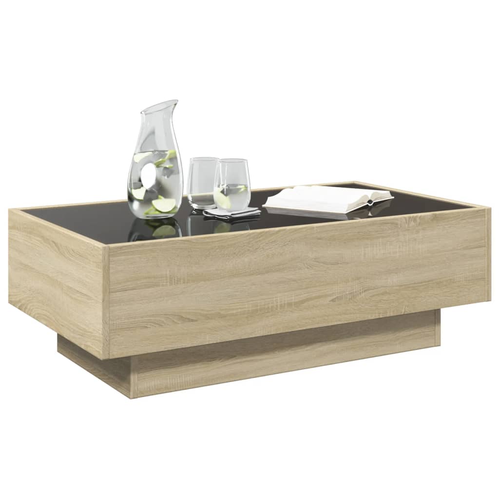 vidaXL Coffee Table with LED Sonoma Oak 90x50x30 cm Engineered Wood