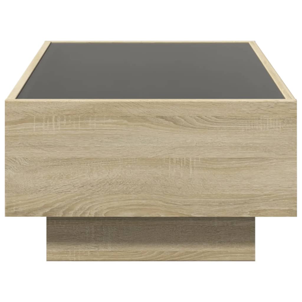 vidaXL Coffee Table with LED Sonoma Oak 90x50x30 cm Engineered Wood