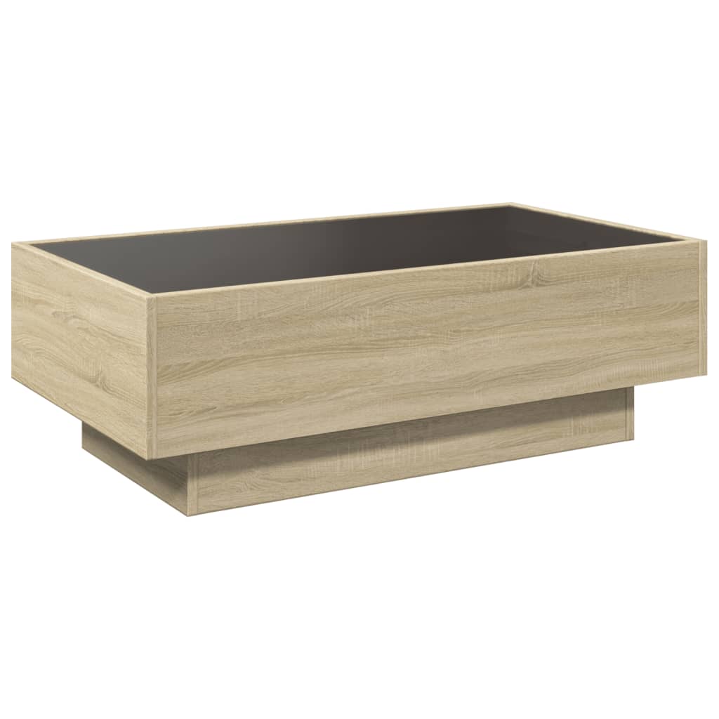 vidaXL Coffee Table with LED Sonoma Oak 90x50x30 cm Engineered Wood