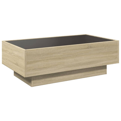 vidaXL Coffee Table with LED Sonoma Oak 90x50x30 cm Engineered Wood