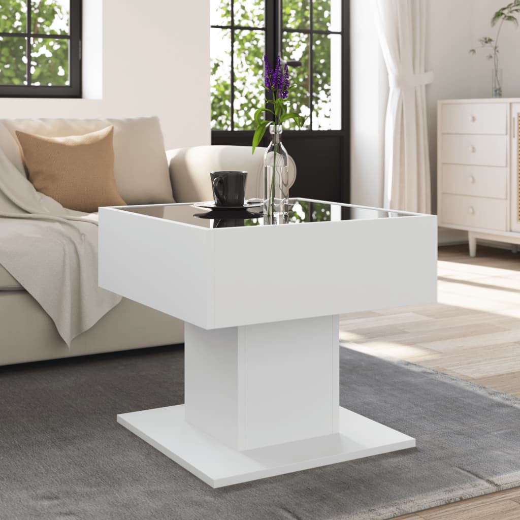 vidaXL Coffee Table with LED White 50x50x45 cm Engineered Wood