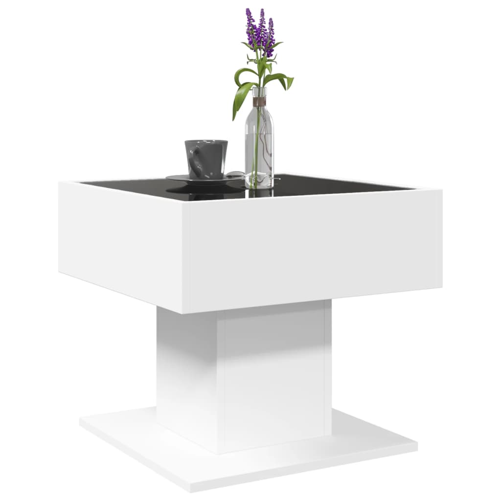 vidaXL Coffee Table with LED White 50x50x45 cm Engineered Wood