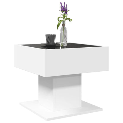 vidaXL Coffee Table with LED White 50x50x45 cm Engineered Wood