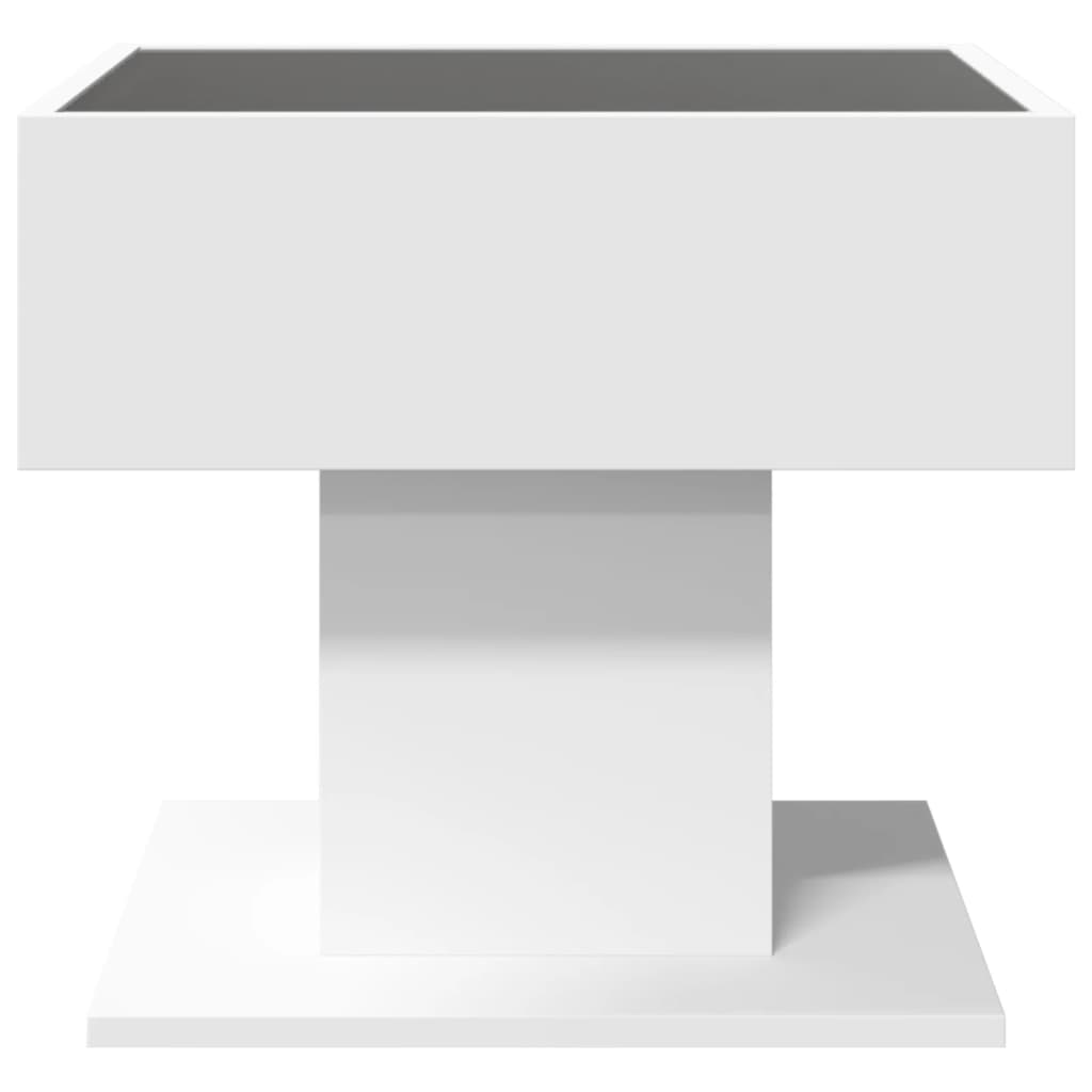 vidaXL Coffee Table with LED White 50x50x45 cm Engineered Wood