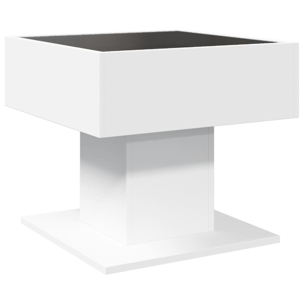 vidaXL Coffee Table with LED White 50x50x45 cm Engineered Wood