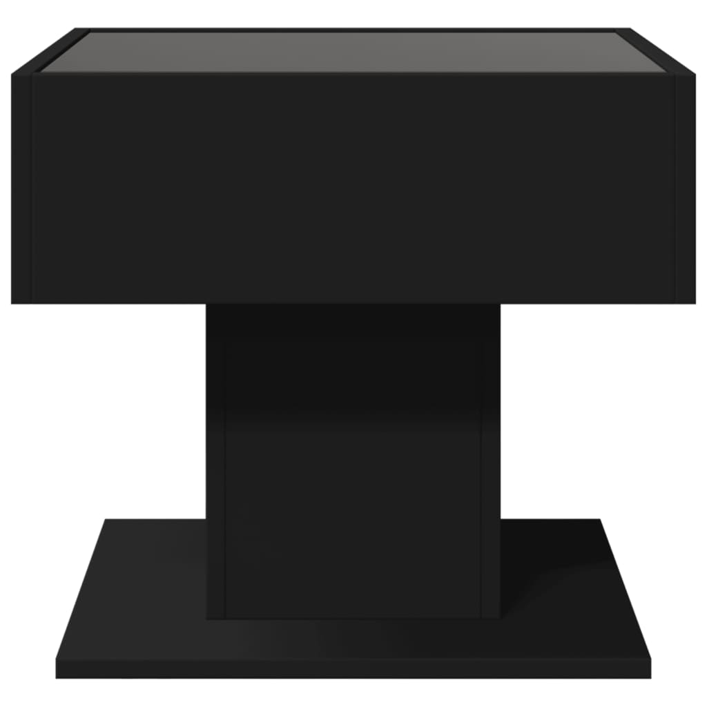 vidaXL Coffee Table with LED Black 50x50x45 cm Engineered Wood