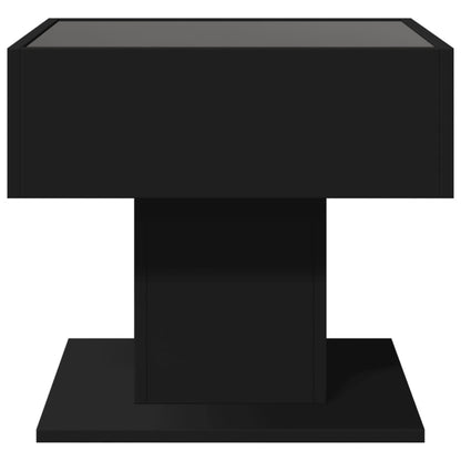 vidaXL Coffee Table with LED Black 50x50x45 cm Engineered Wood