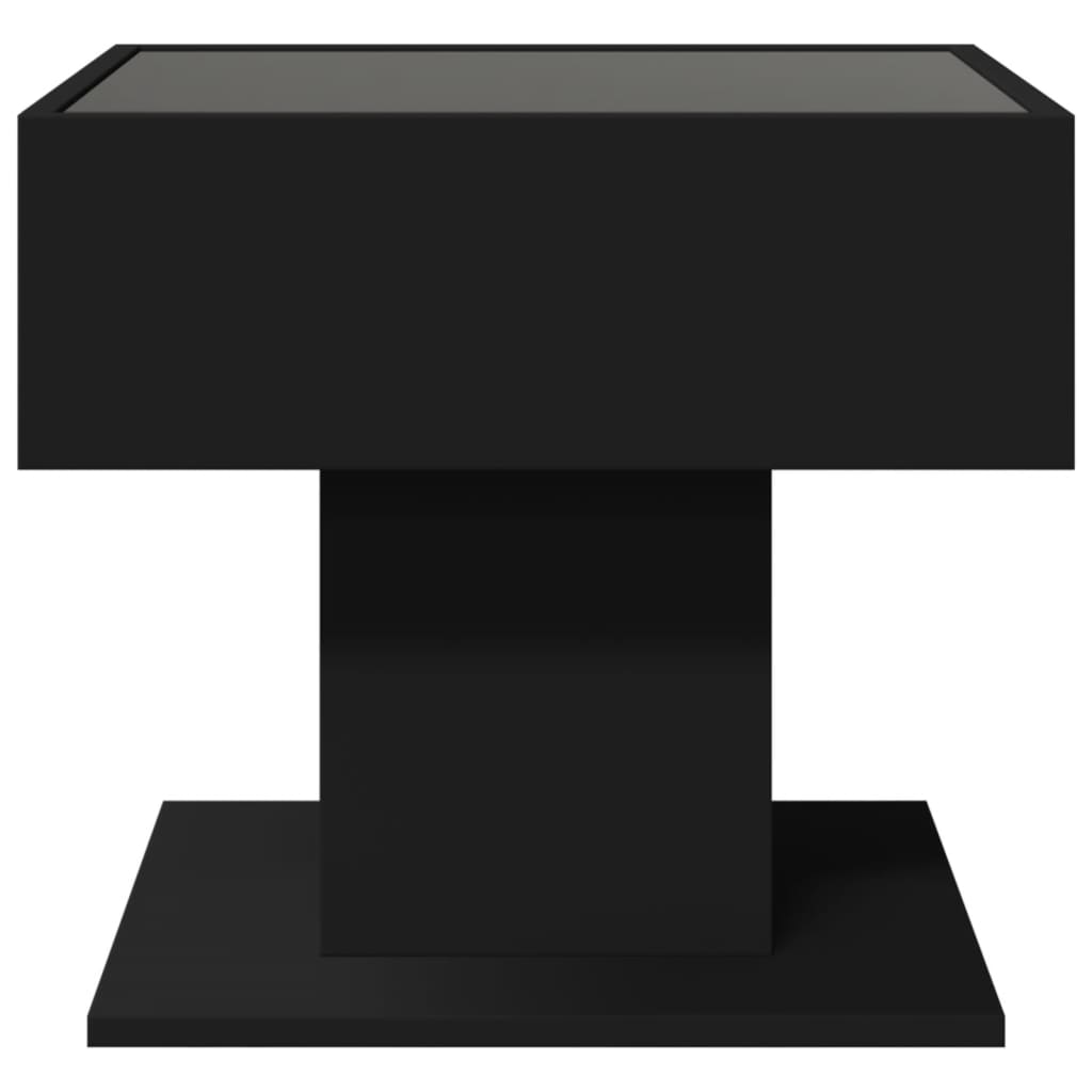 vidaXL Coffee Table with LED Black 50x50x45 cm Engineered Wood