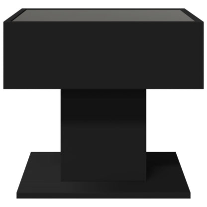 vidaXL Coffee Table with LED Black 50x50x45 cm Engineered Wood