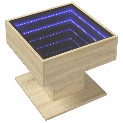 vidaXL Coffee Table with LED Sonoma Oak 50x50x45 cm Engineered Wood