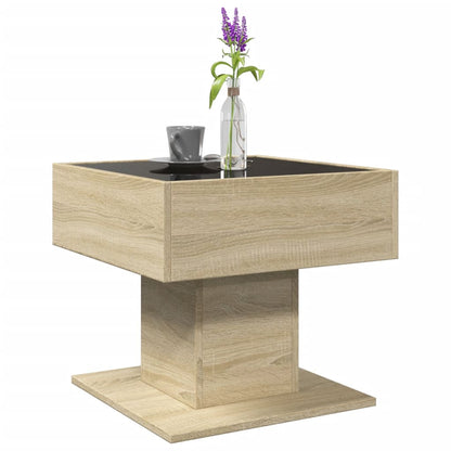 vidaXL Coffee Table with LED Sonoma Oak 50x50x45 cm Engineered Wood