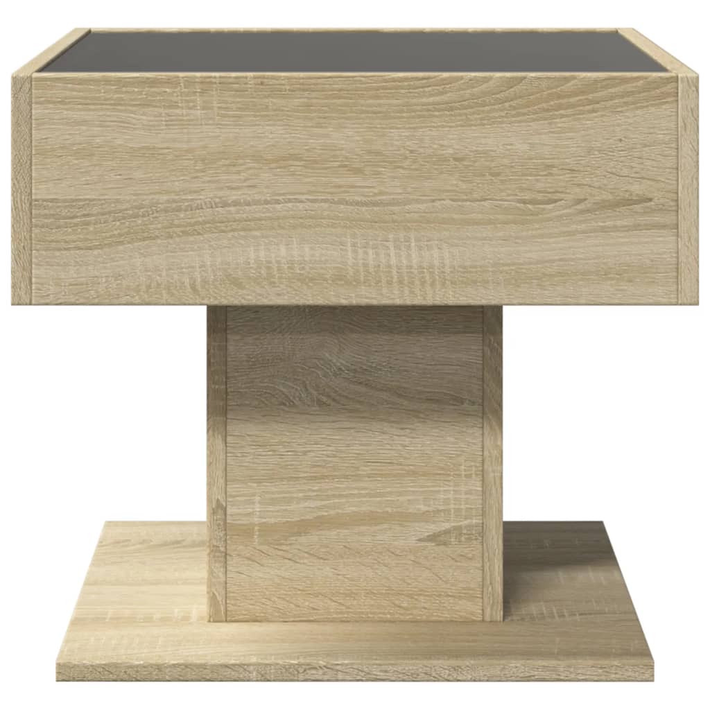 vidaXL Coffee Table with LED Sonoma Oak 50x50x45 cm Engineered Wood
