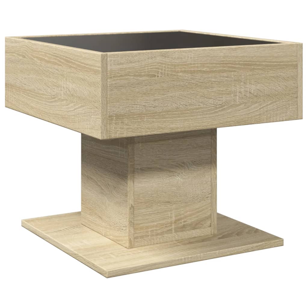 vidaXL Coffee Table with LED Sonoma Oak 50x50x45 cm Engineered Wood