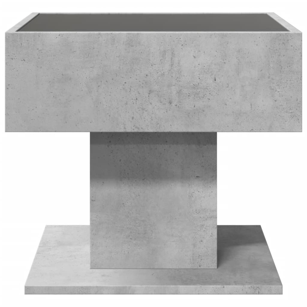 vidaXL Coffee Table with LED Concrete Grey 50x50x45 cm Engineered Wood