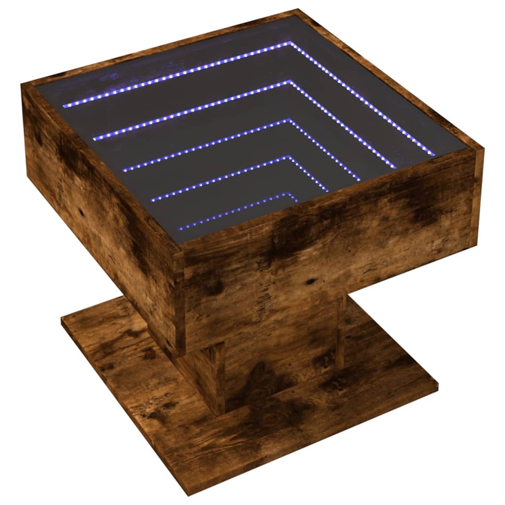 vidaXL Coffee Table with LED Smoked Oak 50x50x45 cm Engineered Wood