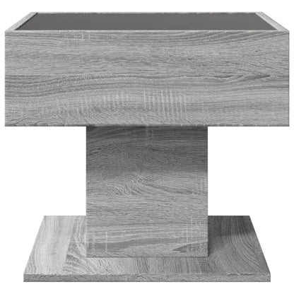 vidaXL Coffee Table with LED Grey Sonoma 50x50x45 cm Engineered Wood
