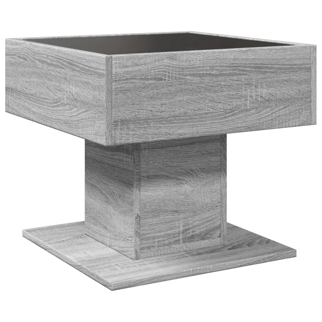 vidaXL Coffee Table with LED Grey Sonoma 50x50x45 cm Engineered Wood