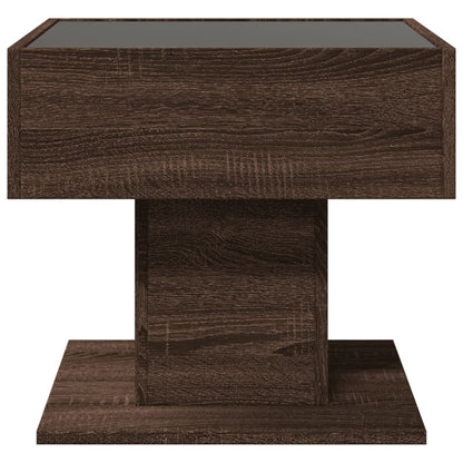 vidaXL Coffee Table with LED Brown Oak 50x50x45 cm Engineered Wood