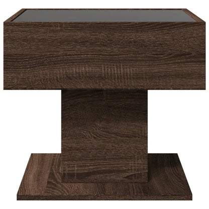vidaXL Coffee Table with LED Brown Oak 50x50x45 cm Engineered Wood