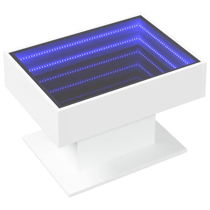 vidaXL Coffee Table with LED White 70x50x45 cm Engineered Wood