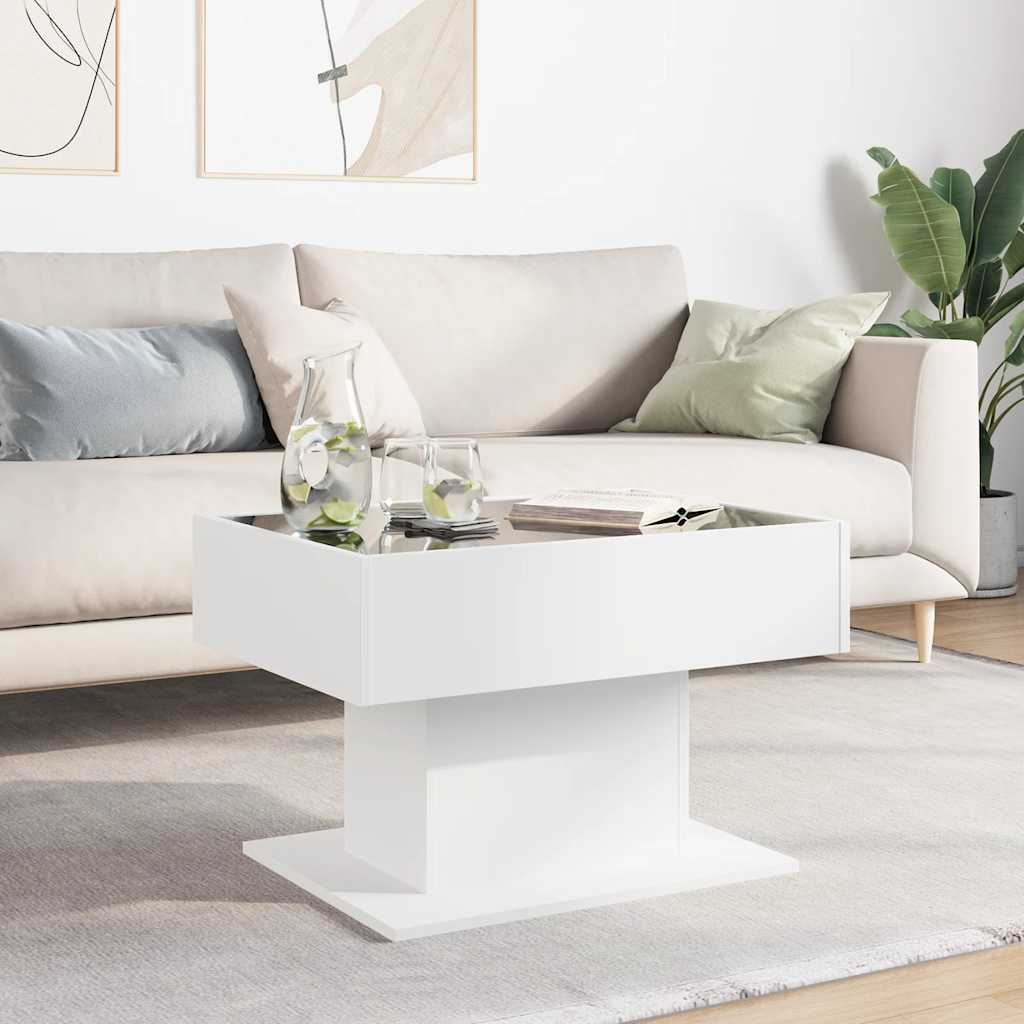 vidaXL Coffee Table with LED White 70x50x45 cm Engineered Wood