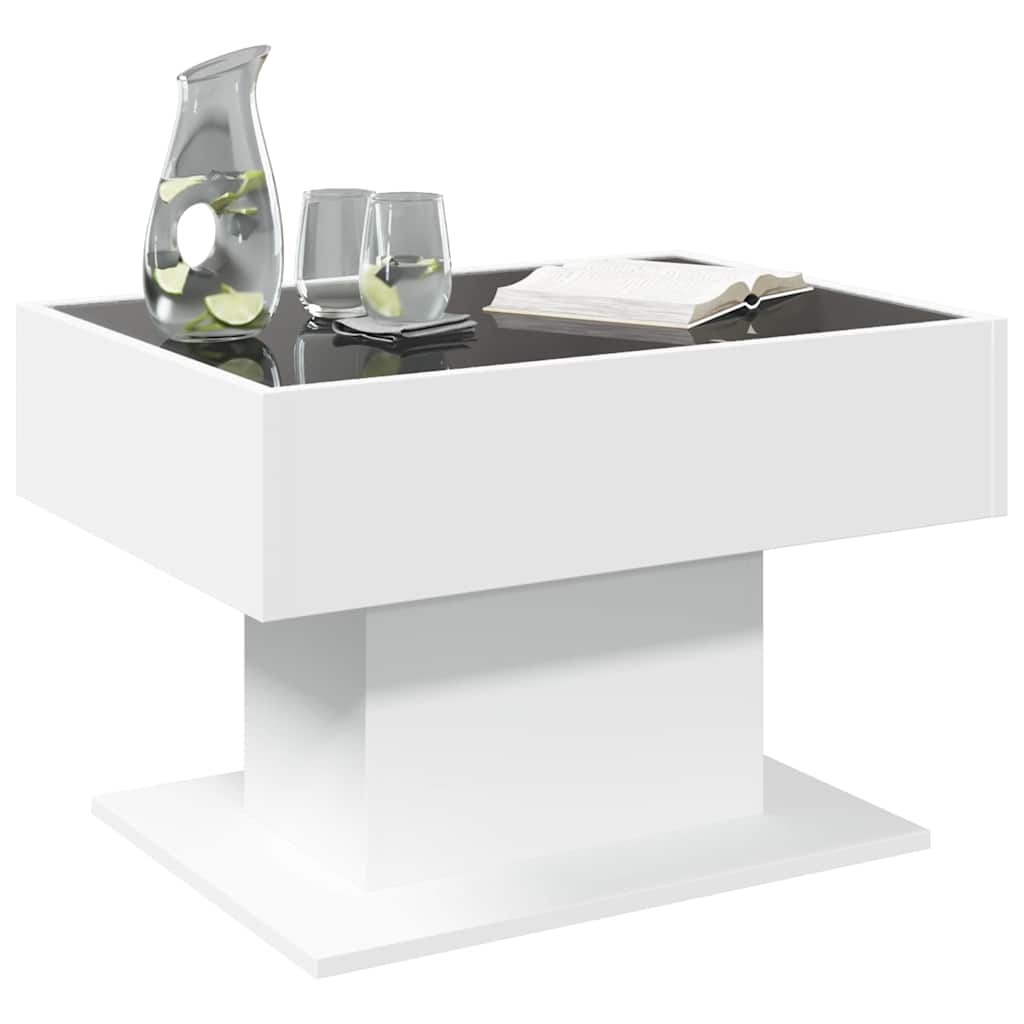 vidaXL Coffee Table with LED White 70x50x45 cm Engineered Wood