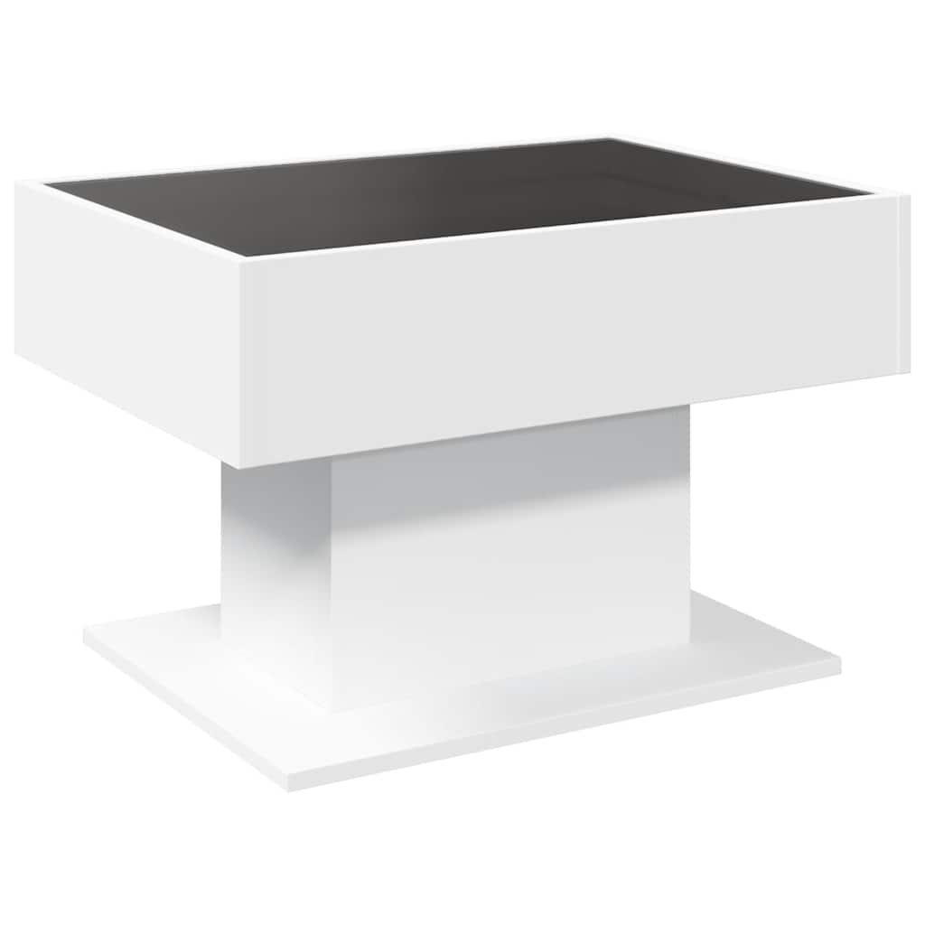 vidaXL Coffee Table with LED White 70x50x45 cm Engineered Wood