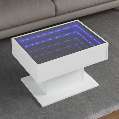 vidaXL Coffee Table with LED White 70x50x45 cm Engineered Wood