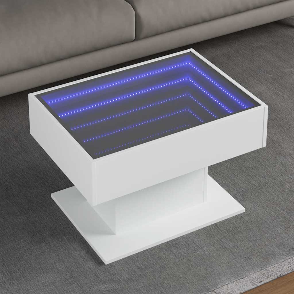vidaXL Coffee Table with LED White 70x50x45 cm Engineered Wood