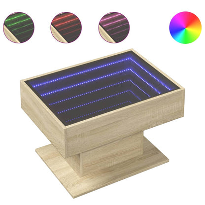 vidaXL Coffee Table with LED Sonoma Oak 70x50x45 cm Engineered Wood