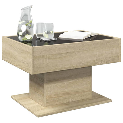 vidaXL Coffee Table with LED Sonoma Oak 70x50x45 cm Engineered Wood