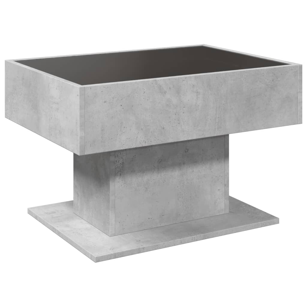 vidaXL Coffee Table with LED Concrete Grey 70x50x45 cm Engineered Wood